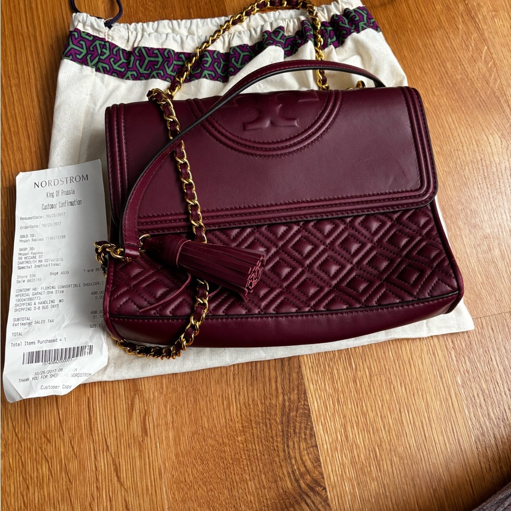 Tory Burch Deep Red Quilted Shoulder Bag